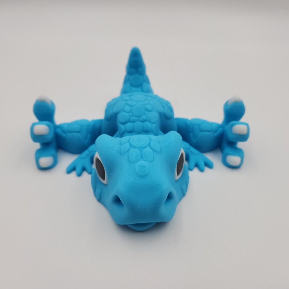 3D Printed Articulated Dinosaur Allosaurus‎ Stand Lay Blue Display Cute Fun